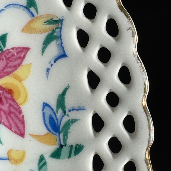 Vintage Germany Floral Reticulated Plate Decorative‎ Display Plate - Picture 5 of 7